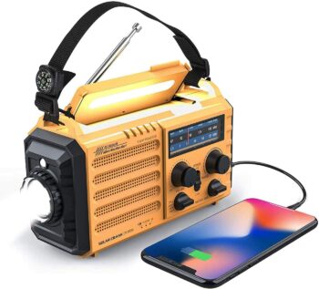 Solar 5000mAh Emergency Weather Radio w/ Flashlight, LED Lamp & Phone Charger